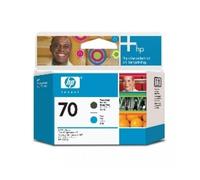 HP 70 C9404A Negro Mate/Cian, Cabezal de Impresión DesignJet, de 130 ml, para Impresoras HP DesignJet Z2100, Z3100, Z3200, HP DesignJet Z5200 PostScript Printer