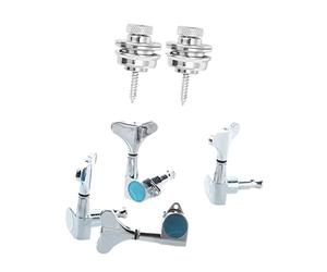 Cabezal máquina sintonizador 1 Conjunto Sellado Bajo Tuning Pegs Sintonizadores Cabezales Y 2 PCS Nonslip Strap Strap Lock Guitar Bordes Hebilla