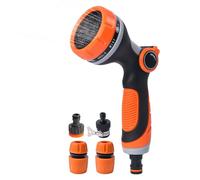 Cabezal pulverizador para manguera de jardín, boquilla de alta presión de 10 funciones, ABS | Limpiador multifunción resistente a la corrosión (aprox. 26,5 cm) para terraza, coche, riego de jardín