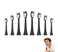 Cabezales Compatibles con Philips Sonicare, Juego de 8 Cepillos de Repuesto para Cepillos Eléctricos, Modelo Sensitive, Limpieza Eficaz y Suave, Color Negro