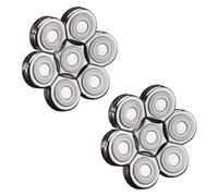 Cabezales de afeitadora rotativos compatibles con LOEVERY - Repuesto de 6 cabezales flotantes - Cuchillas de doble anillo para Serie 5/6/7 (Recarga para afeitadora de 6 cuchillas - 2 piezas - Negro)