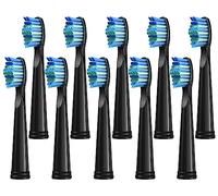 Cabezales de cepillo de dientes eléctrico compatibles con Fairywill D7/D8/FW507/FW508/FW551/917/959/D1/D3/SG-E9/SG-507/SG-958 cerdas moderadamente suaves (negro, 10 unidades)