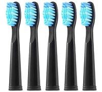 Cabezales de cepillos dentales suaves medianos compatibles con los cepillos dentales Fairywill FW-D7/D8/507/508/917/959/515/551/2011 y el cepillo dental SEAGO E9, paquete de 5, Negro