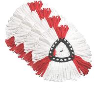 Cabezales de fregona compatibles con Vileda 2 en 1 Turbo Mop Cabeza de Repuesto, Microfibra, Rojo, Blanco. (Paquete de 4)