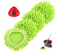 Cabezales de fregona de chenilla de repuesto de 4 piezas y 1 base para sistema Ocedar Easywring de 1 tanque, cabezal de repuesto de microfibra reutilizable para limpieza de suelos y azulejos