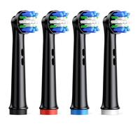 Cabezales de limpieza profunda para cepillo de dientes eléctrico, 4 cabezales de cepillo de repuesto con limpieza superior (negro)