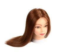 Cabezales de maniquí de pelo humano con cabeza de muñeca simulada de Solon para practicar peinados (marrón, 18 pulgadas)