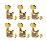 Cabezales De Máquina De Guitarra Afinador de guitarra con bloqueo 1:18 llave de afinación con bloqueo de cuerdas, cabezal de clavija y mango hexagonal para guitarra electroacústica.(Gold 6R)