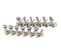 Cabezales De Máquina De Guitarra Perillas De Afinación De Guitarra Folk De 12 Cuerdas De Seis Eslabones Clavijas De Columna De Acero Con Cabeza Redonda Plateada Perillas De Afinación De Guitarra