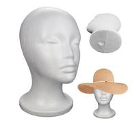 Cabezales de modelo de espuma - Soporte para peluca, maniquí de espuma para sombrero, peluca femenina, modelo multifuncional de base redonda para almacenar o mostrar sombreros, máscaras, gafas de sol