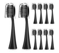 Cabezales de repuesto compatibles con Burst, paquete de 10, con cerdas suaves de carbón y funda.(10pcs black)