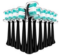 Cabezales de repuesto compatibles con el cepillo de dientes eléctrico AquaSonic Black Series Vibe Series, diseño en forma de W plantado con cerdas de nailon (negro)