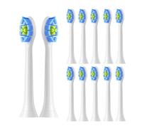 Cabezales de repuesto compatibles con el cepillo dientes eléctrico Philips Sonicare DiamondClean C2 C1 G2 W Plaque Control Simply Clean (paquete 8)(White-12pcs)
