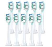 Cabezales de repuesto para cepillo de dientes eléctrico Philips Sonicare, blanqueamiento de dientes para cabezal de cepillo de repuesto Philips Sonicare W, limpiador de lengua 2 en 1, paquete de 10,