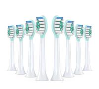 Cabezales de repuesto para cepillo de dientes eléctrico Philips Sonicare, blanqueamiento de dientes para cabezales de repuesto Philips Sonicare W, limpiador de lengua 2 en 1, paquete de 8, verde menta