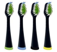 Cabezales de repuesto para cepillo de dientes Waterpik, con tapas, 4 unidades, negro, Waterpik Sonic-Fusion (modelos: 5.0 WP-862, WP-872, WP-877, WP-882, WP-892 y 9.0 CC-01CD012-2)