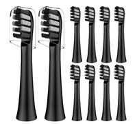 Cabezales de repuesto para cepillos de dientes compatibles con Colgate 360 Sonic Power cepillo de dientes de batería de carbón, paquete de 10, color negro