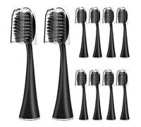 Cabezales de repuesto para cepillos de dientes eléctricos Burst para adultos con tapas de cubierta contra el polvo, cerdas de carbón suave, limpieza profunda y dientes de bocadillo, 10 unidades, negro