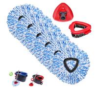 Cabezales de repuesto para fregona, 6 unidades, 1 cepillo para fregar y 1 combo de base, cabezal de repuesto para sistema de 2 tanques Ocedar RinseClean, fácil limpieza, microfibra, lavable a máquina