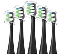 Cabezales de repuesto Sonic STRB-5WB compatibles con Waterpik Complete Care 9.0 (CC-01), 5.0 (WP-862), cerdas suaves, 5 unidades (negro)