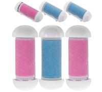 Cabezales de Rodillo de Repuesto para 6 Piezas Cuidado de Pies | Plástico, Compatible Exfoliador Eléctrico Estándar, Rosa y Azul, Recambio para Durezas y Callos
