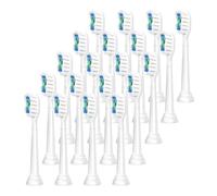 Cabezales eléctricos suaves, compatible con Philips, 4100 HX6920 | Cabezales de plástico para adultos, aptos para series 6100 1100 2100 5300 7500 9000(White-20 Pcs)