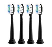 Cabezales eléctricos suaves, compatible con Philips, 4100 HX6920 | Cabezales de plástico para adultos, aptos para series 6100 1100 2100 5300 7500 9000(Black-4 Pcs)