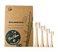 Cabezales Sónicos de Repuesto de Bambú, Cerdas de Aceite de Ricino, 4 Unidades. Biodegradables.