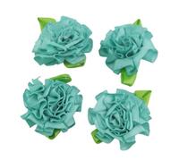 Cabezas de flores artificiales, Paquete de 30 flores artificiales gasa, rosetas 1 pulgada, hoja 40mm, decoración DIY Multicolor(Blu)