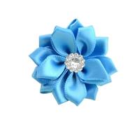 Cabezas de flores artificiales, Paquete de flores tela diamantes imitación satén gasa seda 20 multicolores for apliques artesanales(Blu)