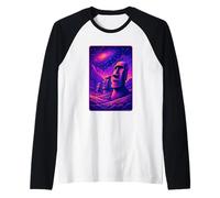 Cabezas Moai Isla de Pascua - Arte de la Galaxia Alienígena Rapa NUI Camiseta Manga Raglan