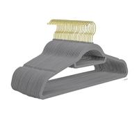 Cabides 41CM Flocking Non-Slip Hanger Clothing Store Finishing Seamless Storage Household Clothes Hanging(Light Gray-B)