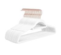 Cabides Non-Slip Flocked Hangers Seamless Velvet Coat 10-Pack For Blouses Dresses Suits(White)