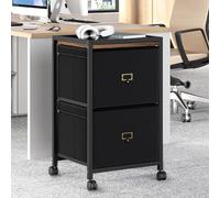 CABIHOME Archivador con 2 cajones, archivador móvil para tamaño carta o A4, archivador vertical de tela con ruedas, archivador para oficina en casa, pequeño armario de almacenamiento debajo del