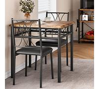 CABIHOME Juego de mesa de comedor para 2, juego de mesa de cocina de 3 piezas con 2 sillas tapizadas, juego de mesa de cocina cuadrada para espacios pequeños, apartamento, comedor, marrón retro