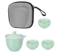 Cabilock 1 juego de té chino de porcelana Gongfu: tetera portátil de viaje para adultos, taza de Kungfu, juego de té japonés de cerámica pequeño para fiestas, oficinas, picnics en casa.