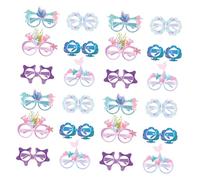 Cabilock 1 Juego Gafas Temáticas De Sirena Decoración Festiva Para Fiestas De Cumpleaños Y Accesorios Para Fotos Familia Y Amigos 24 Piezas