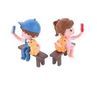 Cabilock 1 Par De Figuras De Pareja De PVC para Hacer Tú Mismo, Estatuas Sentadas En Un Banco, Esculturas De Pareja para Selfis, Decoración Romántica para Jardín De Hadas, Oficina, Hogar,