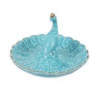Cabilock 1 Pc Bandeja De Joyería De Pavo Real Sostenedor De La Joyería Del Pavo Real Plato De Anillo Decorativo Plato De Almacenamiento De Joyas Baño Plato De Cena Boda Cerámica Amantes
