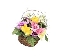 Cabilock 1 Pc Flor Artificial Decoración De Mimbre Adornos De Flores Arreglo Floral En Florero Margarita Artificial En Maceta Cesta De Flores De Ratán Familiar De Madera Canasta De Plantas