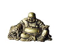 Cabilock 1 Pieza Adorno de Buda de Latón Maitreya Decoración de Escritorio Estatua Sonriente de Buda Escultura Hogar y Oficina Suerte