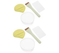 Cabilock 1 Set de Brochas de Maquillaje Coreanas: Brocha plana angular para base de maquillaje, paleta para mezclar y borla para polvos - Aplicador fino de base de para rostro, ideal para corrector