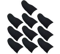 Cabilock 10 Fundas para Dedos para Móvil Negras, Ligeras y Antisudor, Nylon y Tela Plateada, Ideales para Juegos Pantalla Táctil