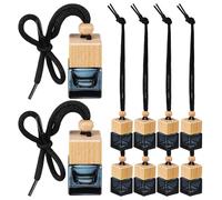 Cabilock 10 Piezas Botellas Difusoras Colgantes para Coche, 10 Unidades Negras de Vidrio Vacías, Accesorio para Ambientador y Aromaterapia, Diseño Recargable Interior Automotor
