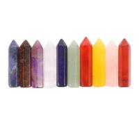 Cabilock 10 Piezas de Piedras de Cristal Natural para Meditación Columnas Hexagonales de y Cuarzo Rosa Multicolor Accesorios Decorativos para Meditación Casa y Oficina