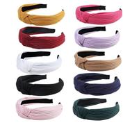 Cabilock 10 piezas Diademas Anudadas de Algodón Elástico Cómodas para Mujer Accesorio Duradero y Estilizado para Sujetar Cabello Maquillaje y Cuidado Facial