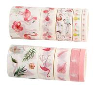 Cabilock 10 Rollos Cinta Washi Flamingo Adhesiva para Manualidades Cinta Decorativa Estética para Scrapbooking Colores Pastel y Auto Adhesiva de Materiales Creativos para DIY