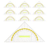 Cabilock 10 Unidades De Transportadores Transparentes Regla Triangular para La Escuela Regla De Geometría De Ángulos De Triángulos De Seguridad