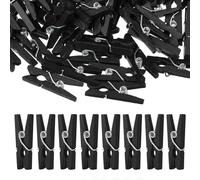Cabilock 100 Piezas Mini Pinzas De Madera Negras para Fotos, Manualidades y Colgar Cables, Pinzas Multiusos Resistentes para Ropa y Decoración