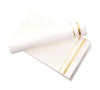 Cabilock 100 Unidades Servilletas Desechables de Papel Blanco Ribete Dorado, Resistentes y Elegantes para Bodas, Banquetes y Fiestas Formales, Ideales para Cenas y Propuestas
